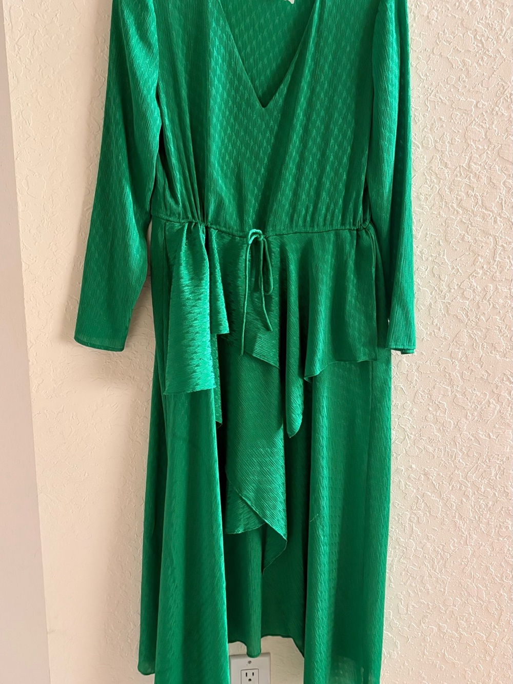 Maje Rosalieke Green V-Neck High-Low Wrap Dress - Picture 6 of 8